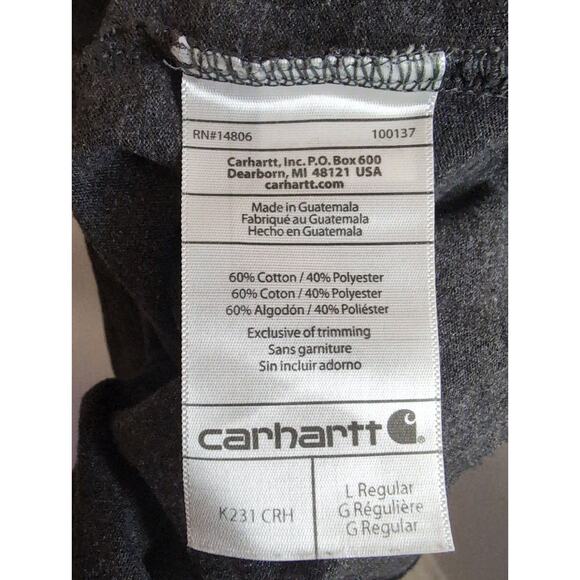 Men's Carhartt original fit outdoor gray LG long sleeve orange logo shirt - Picture 6 of 8